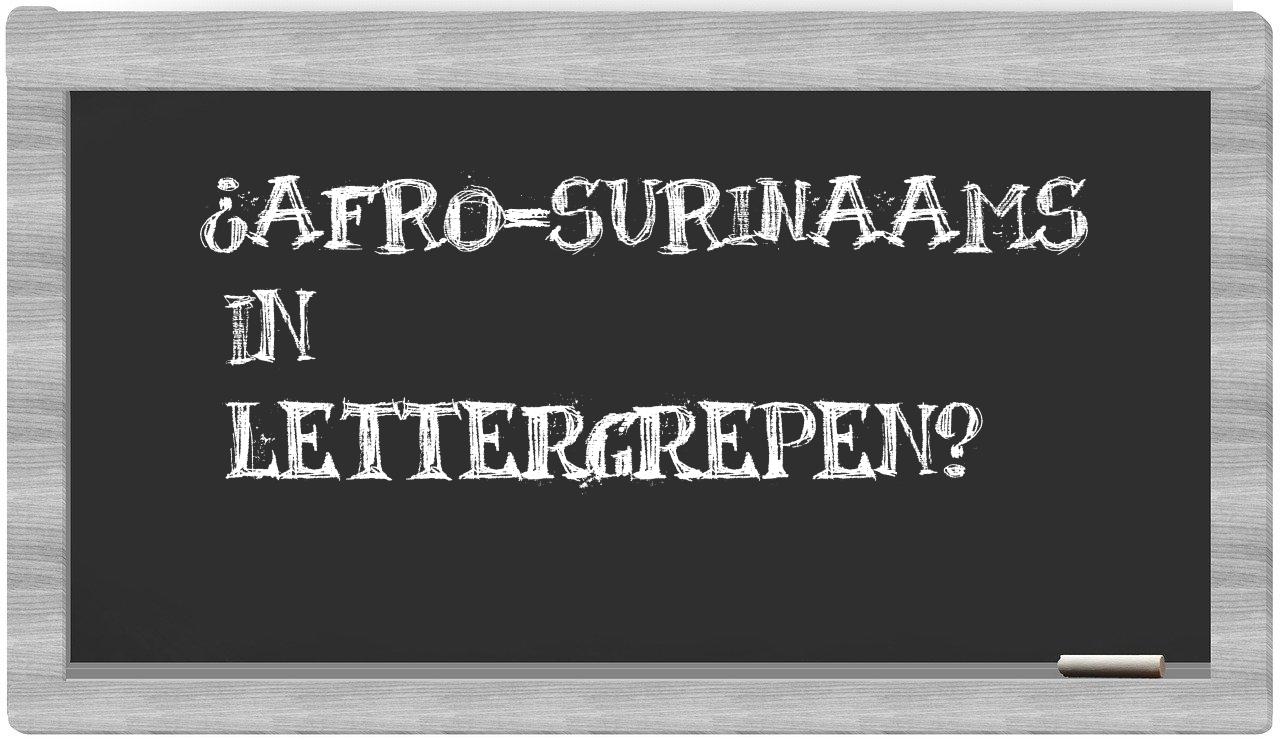¿Afro-Surinaams en sílabas?