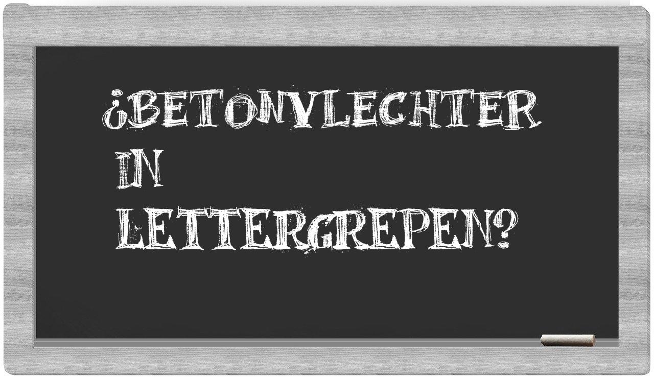 betonvlechter in syllables