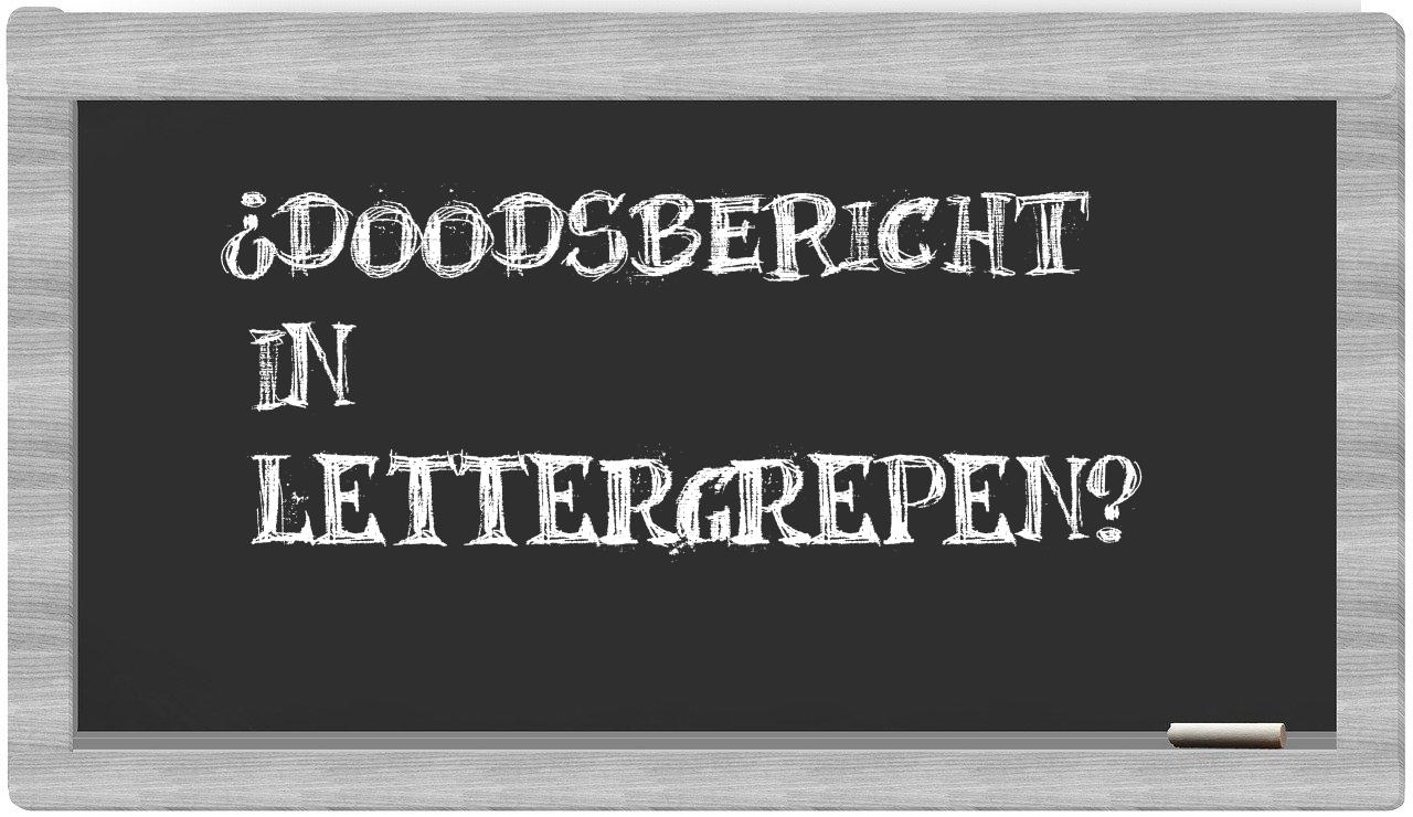 doodsbericht in syllables
