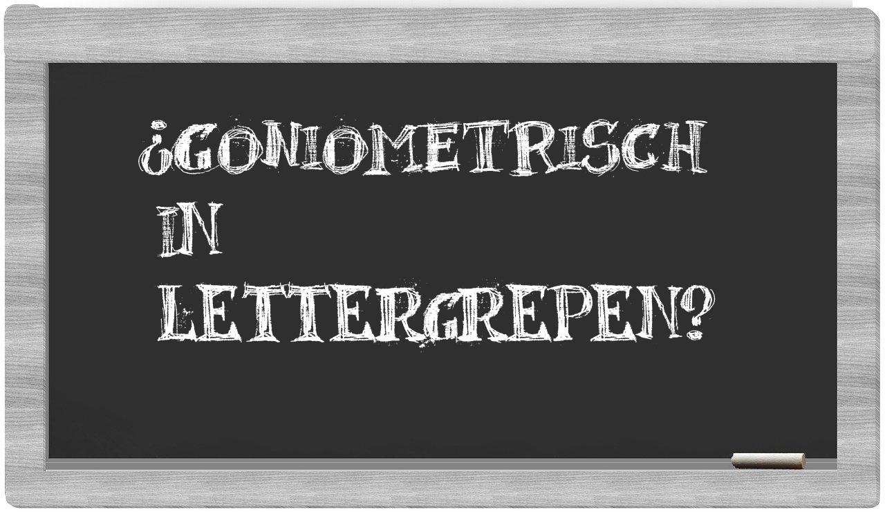 goniometrisch in syllables