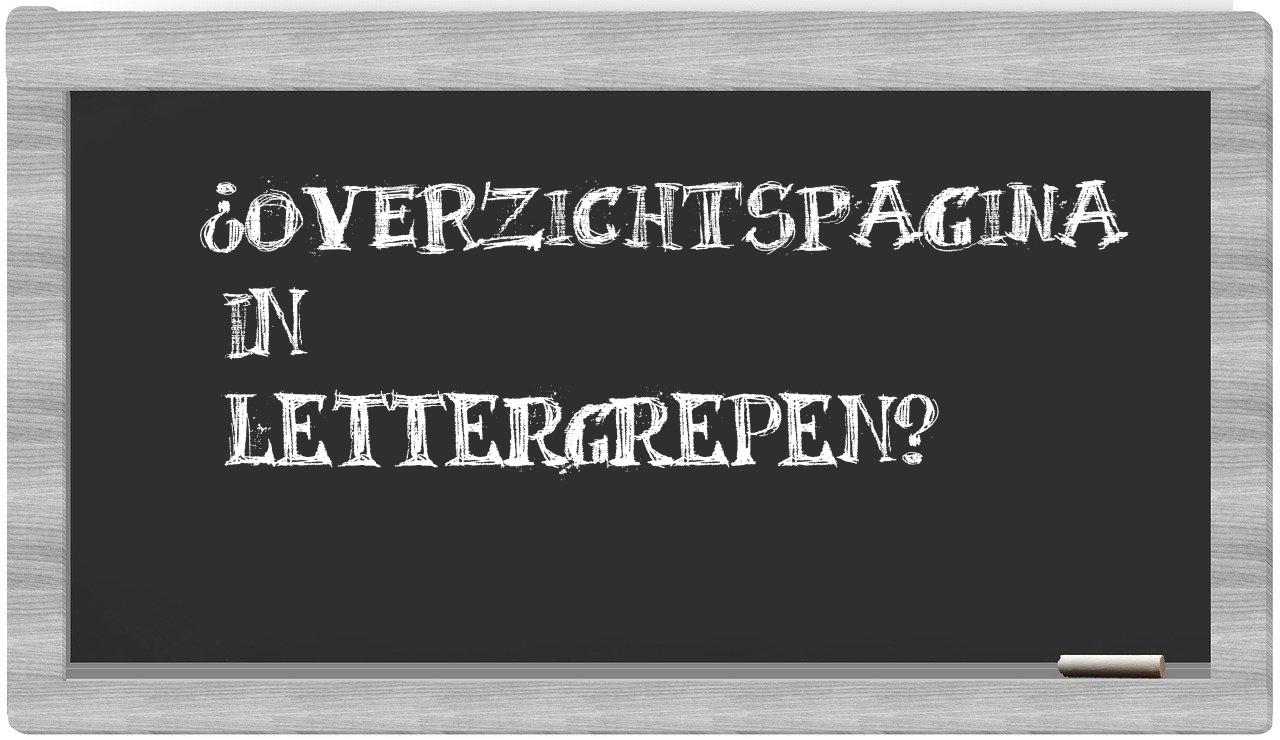 ¿overzichtspagina en sílabas?